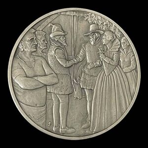 Vintage Medal History of Colonial America Pewter Coin John Rolfe